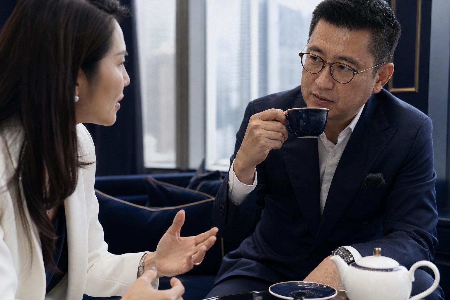 Two people in conversation